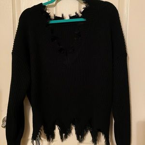 Raw hem sweater